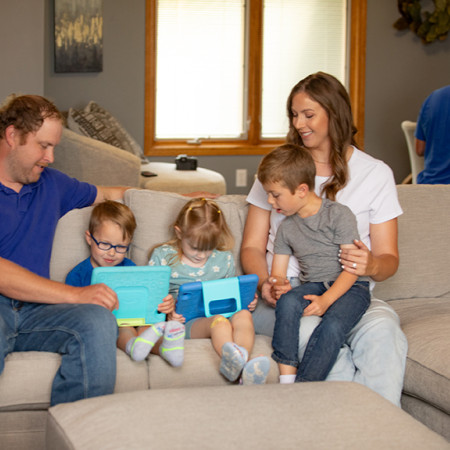Family using tablets.